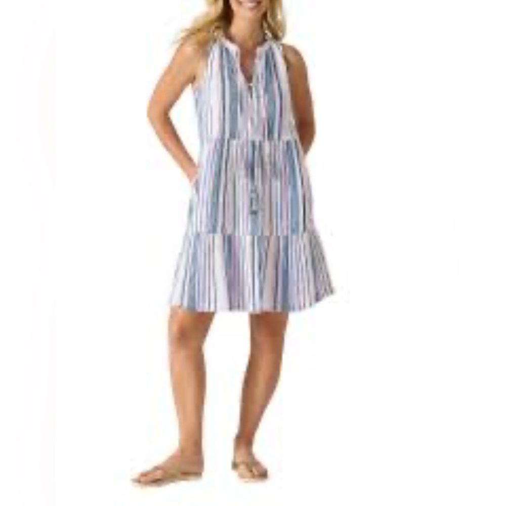 💎Tommy bahama💎Striped Sleeveless Swim Cover-Up 100%coton